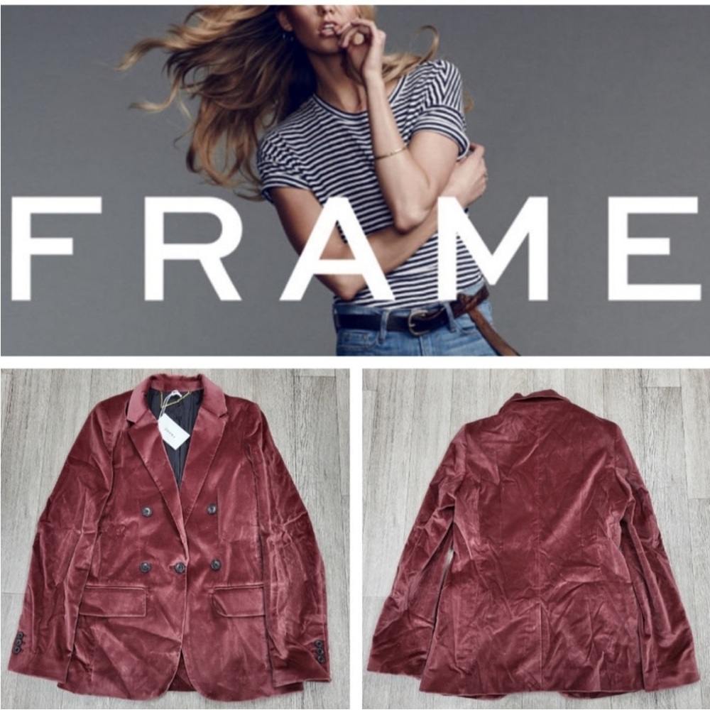 NWT Frame Denim 70S Velvet Blazer in Port MSRP $495. Size 2